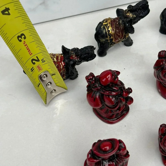 Chinese Asian Figurine Statue Set of 10 Resin Buddha Black Red Size 2"x2" - Picture 3 of 11
